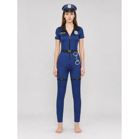 Police Costume for Cosplay with Police Hat on-model view