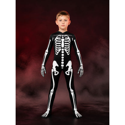 Skeleton Bodysuit Costume, Hooded Full Body Halloween Outfit main product view