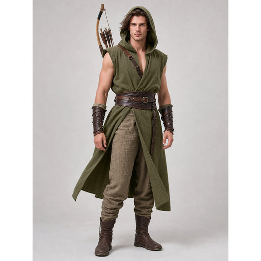 Medieval Cosplay Hooded Tunic with Belt