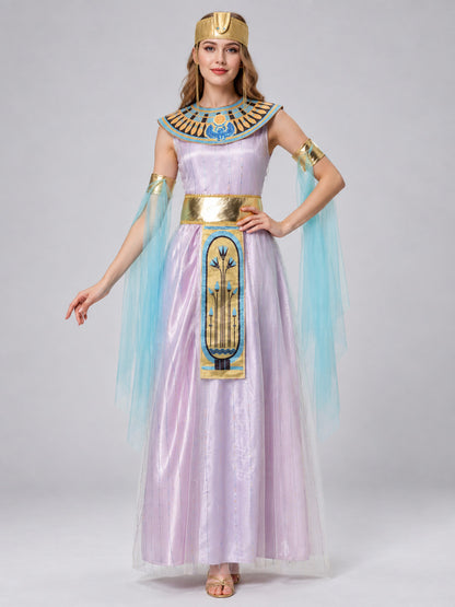 Cleopatra Carnival Costume with Gold Belt and Headpiece
