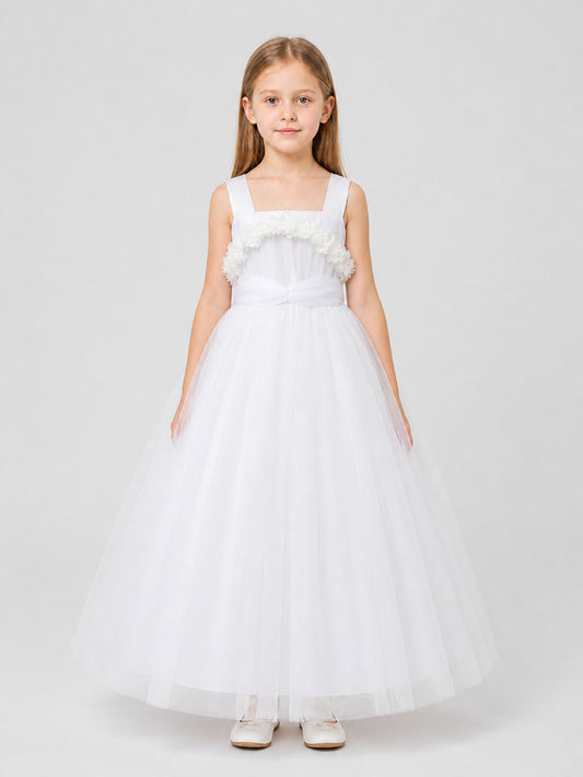 Children's Party Maxi Dress with a Full Tulle Skirt on-model view