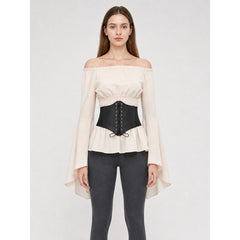 Off-Shoulder Blouse with Corset Belt