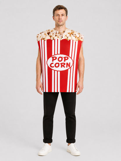 “Popcorn” carnival costume in the shape of a bucket, one size on-model view