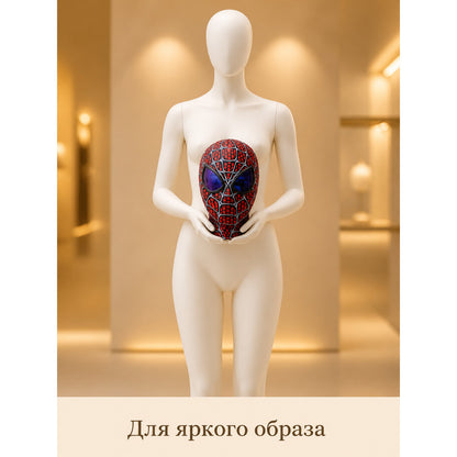 Red and Blue Carnival Mask with Spiderweb Pattern main product view