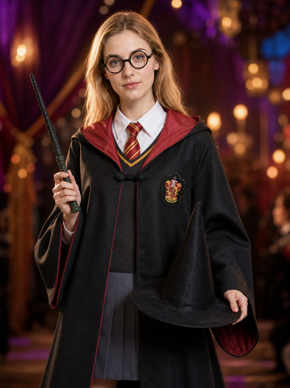 Hooded Wizard Robe with Hat for Cosplay on-model view