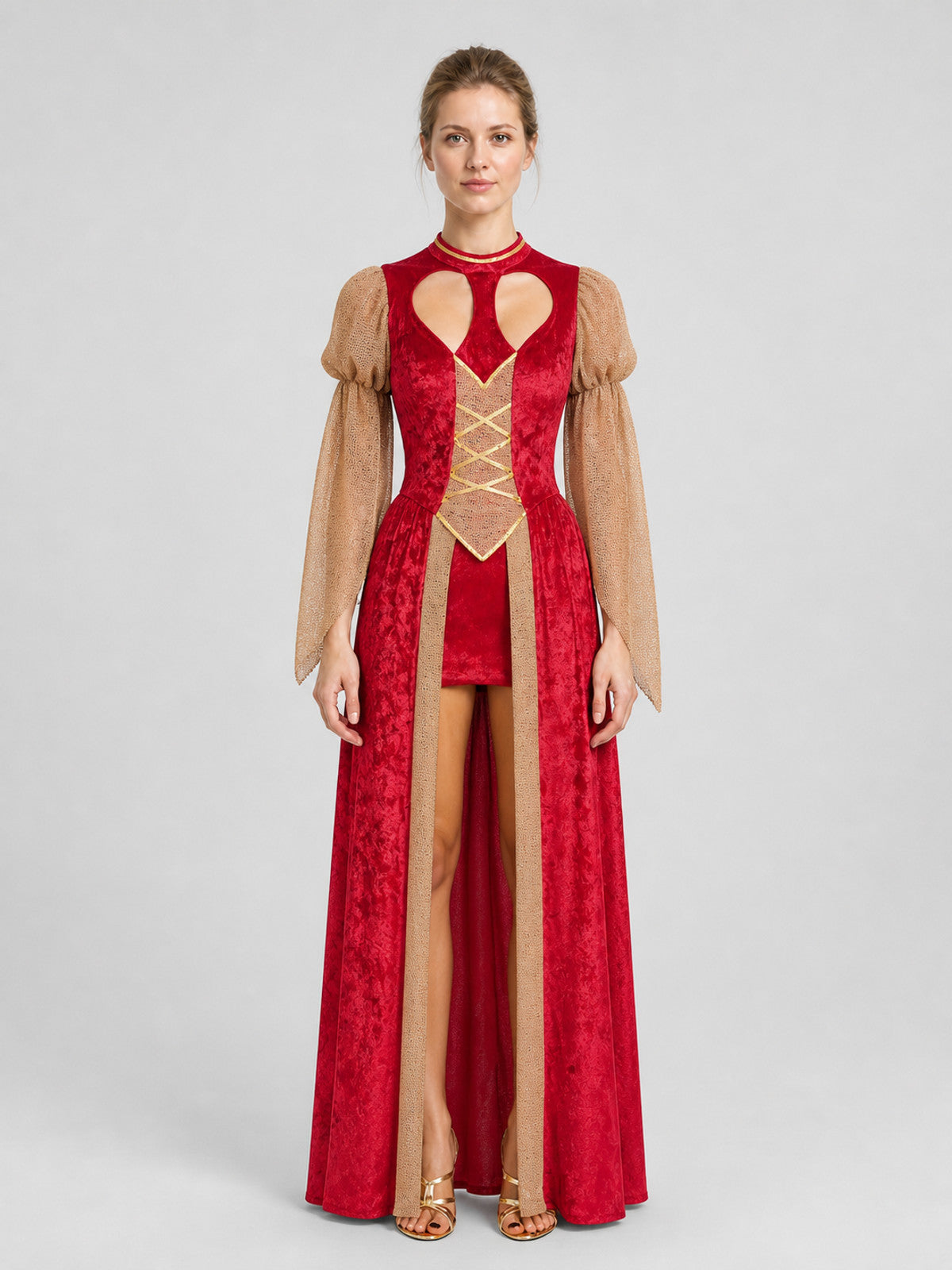 Pharaoh Cosplay Dress with Wide Sleeves on-model view
