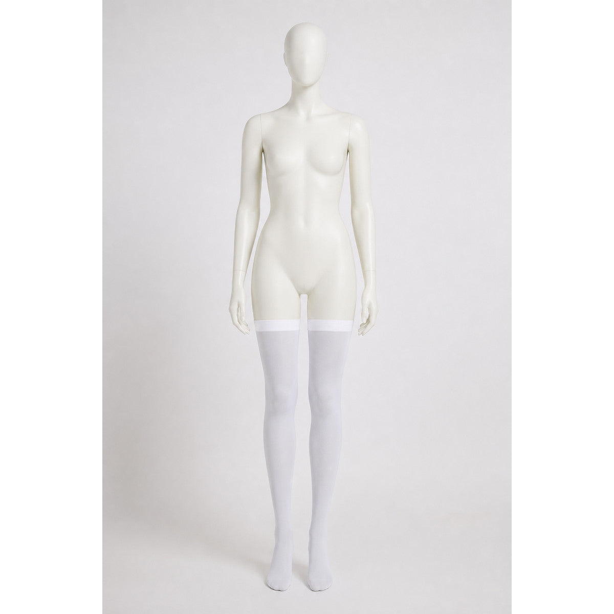 White stockings with a pointed toe and wide elastic band main product view