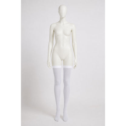 White stockings with a pointed toe and wide elastic band main product view