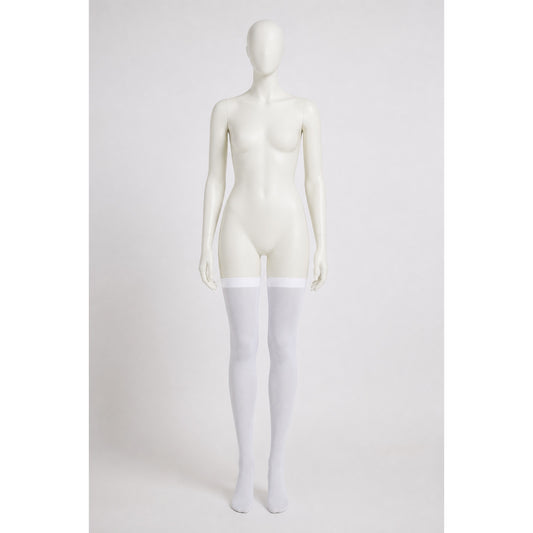 White stockings with a pointed toe and wide elastic band main product view