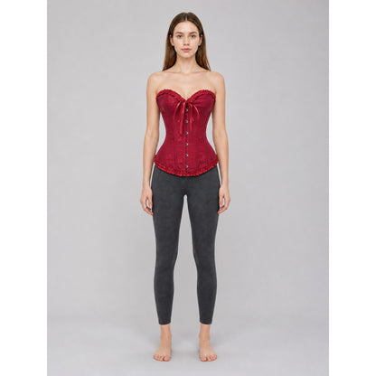 Strapless Corset with Ruffles and Lace-Up Detail