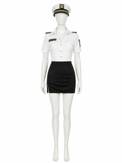 Women's Sexy Police Officer Halloween Costume Set with Skirt and Hat