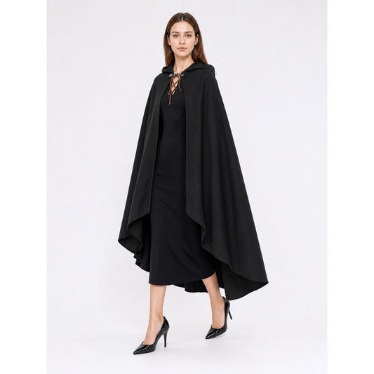 Black Medieval Hooded Carnival Cloak