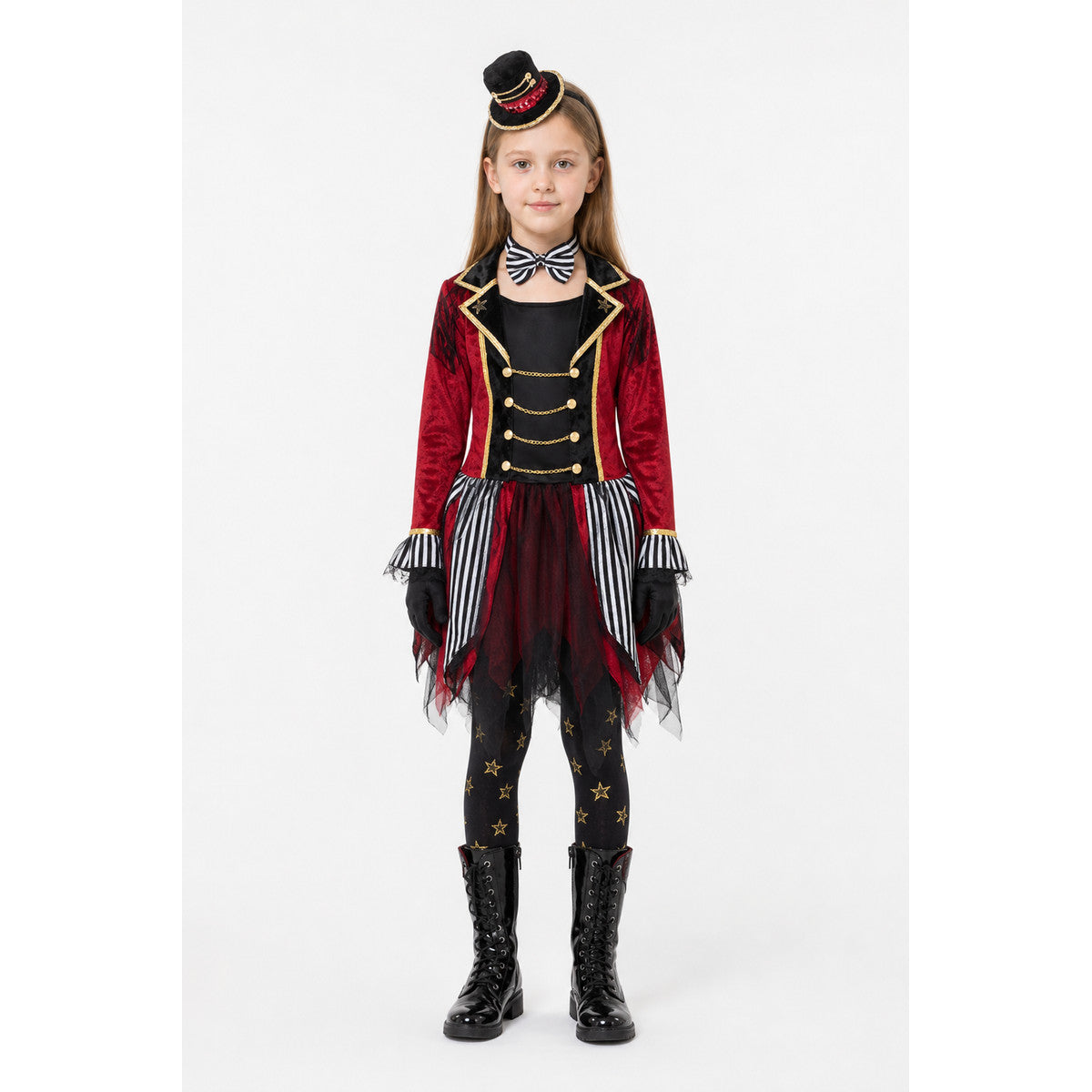Clown Costume with an Asymmetrical Skirt, Red and Black main product view