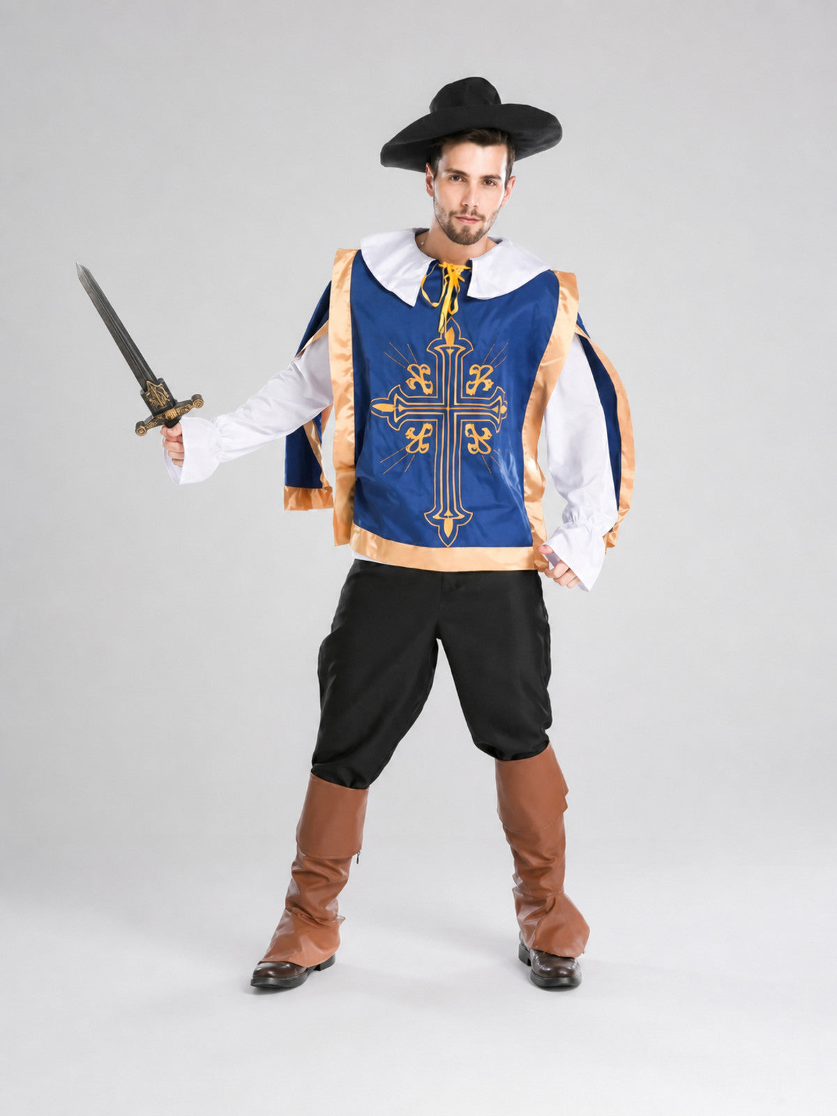 Pirate Costume with Hat for Halloween and Cosplay on-model view