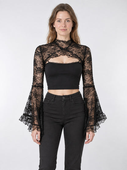 Black Lace Bolero with High Collar