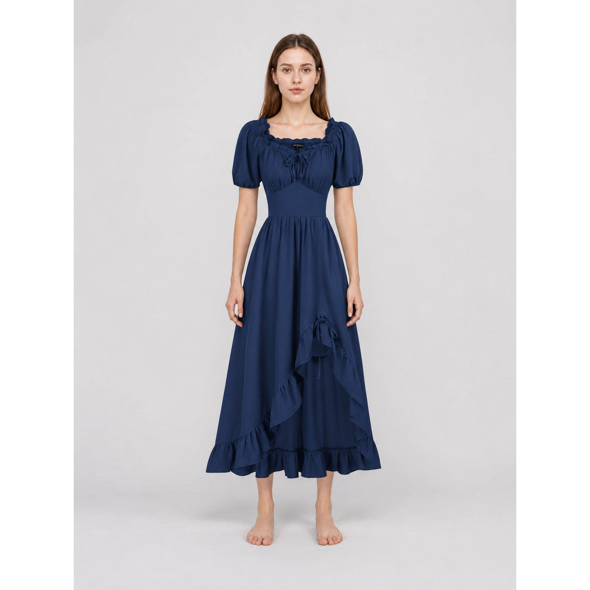 Vintage-style maxi dress with ruffles