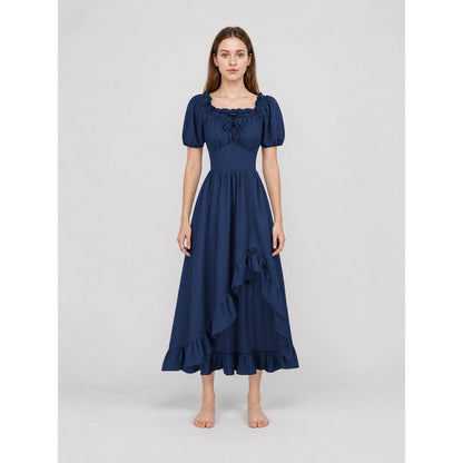 Vintage-style maxi dress with ruffles