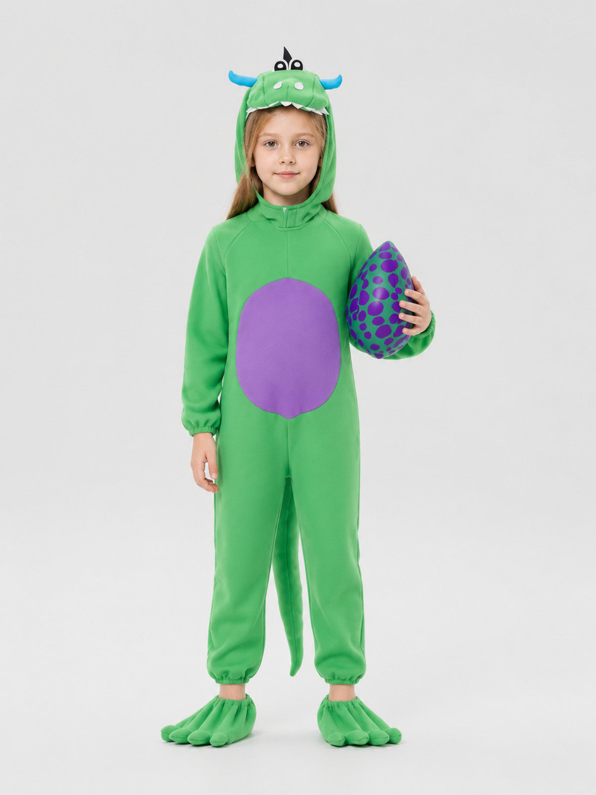 Hooded Dinosaur Costume with Tail on-model view