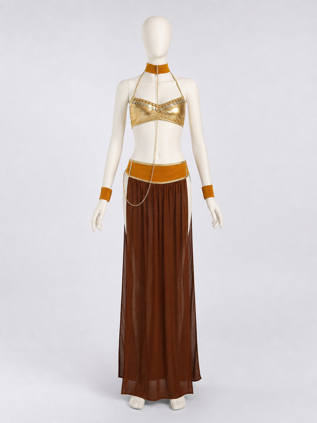Egyptian-Style Costume with Chains and Slit front view
