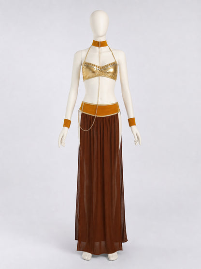 Egyptian-Style Costume with Chains and Slit front view