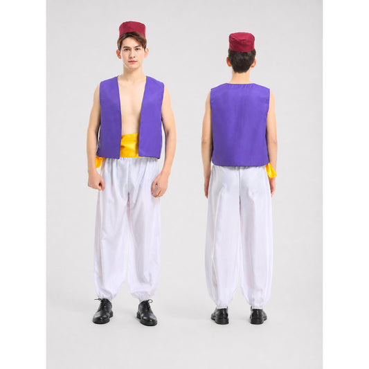 Aladdin Costume with Vest, Harem Pants, and Sash