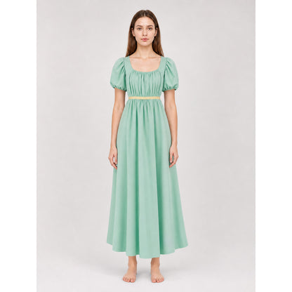Mint Regency-Style Dress with Puff Sleeves