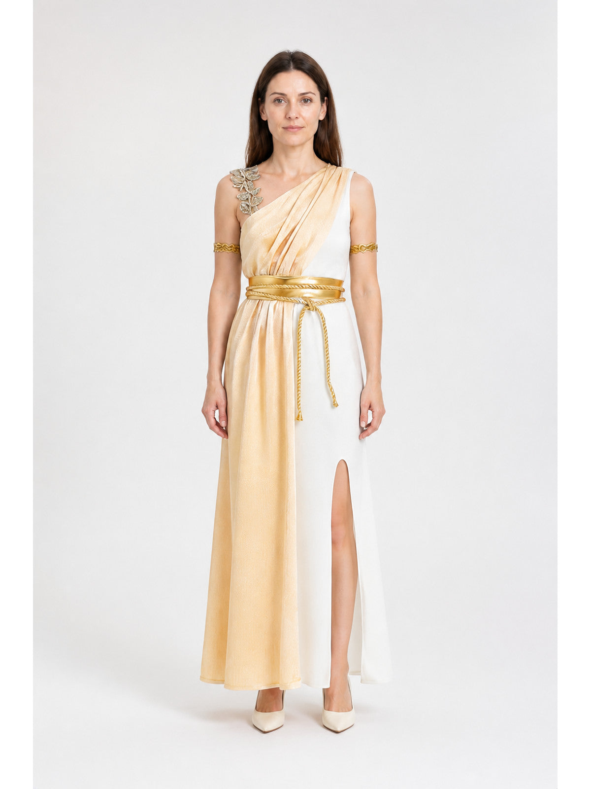Greek Goddess Draped Dress with High Slit main product view