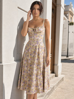 Women's Summer Dress with Spaghetti Straps and Floral Print