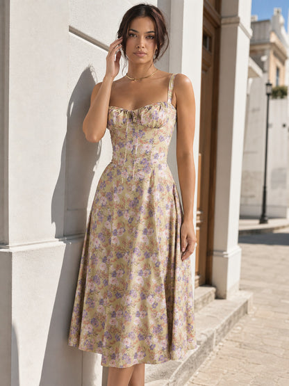 Women's Summer Dress with Spaghetti Straps and Floral Print main product view