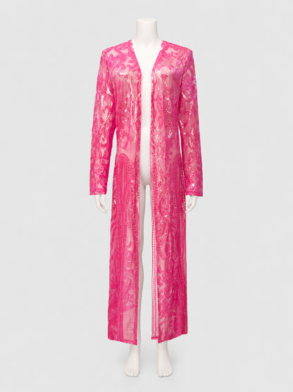 Long Cardigan with Sequins and Baroque Embroidery