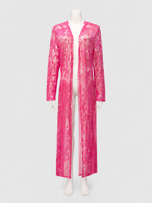 Long Cardigan with Sequins and Baroque Embroidery