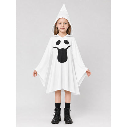 Ghost costume with hood, dress with gloves
