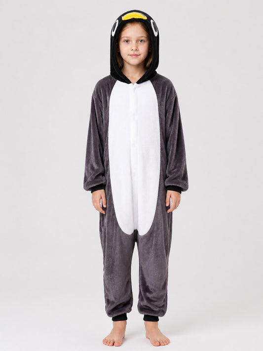 Husky Flannel Hooded Onesie Pajama on-model view