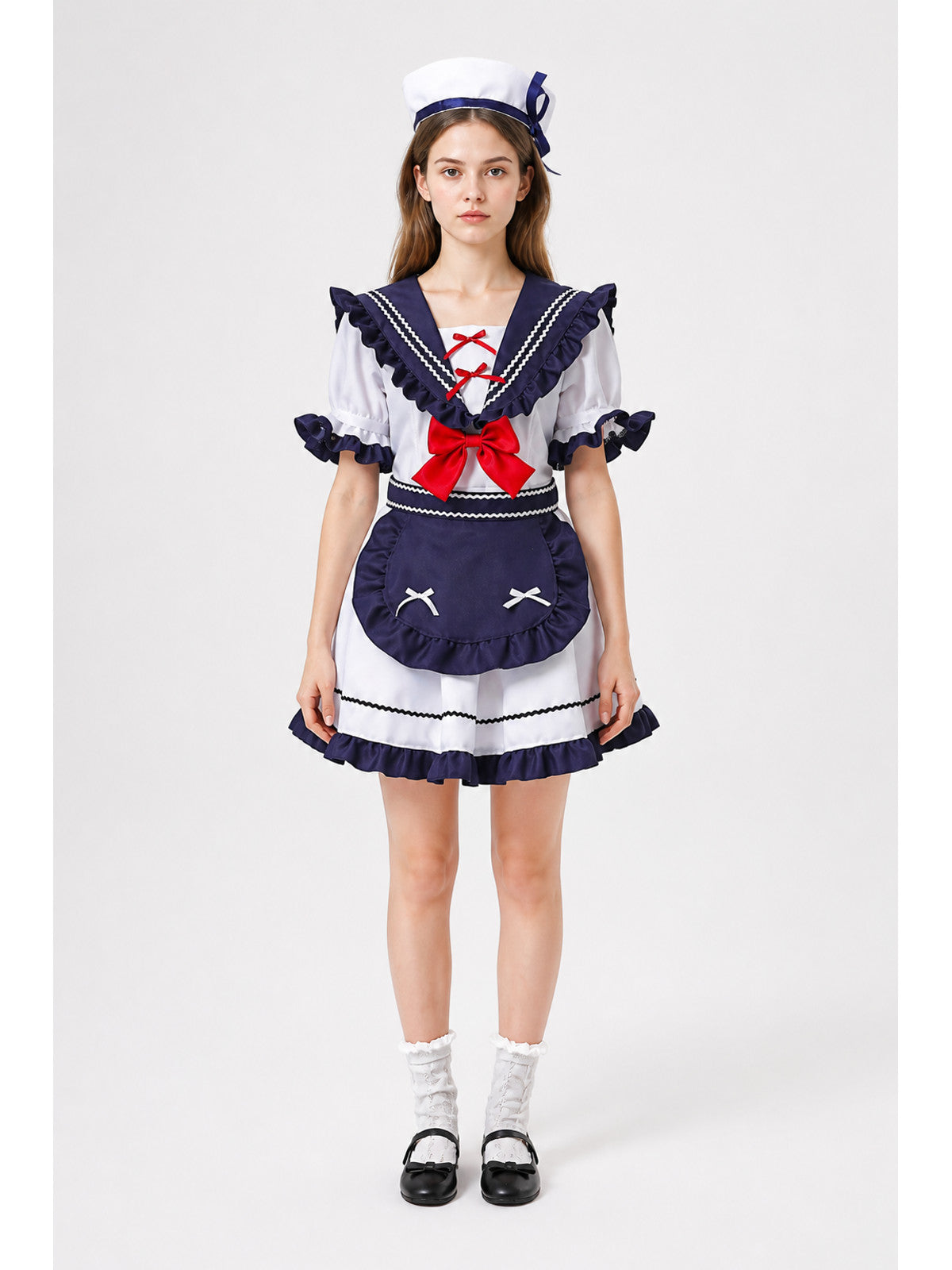 Sailor Uniform with Bows and Ruffles for Cosplay