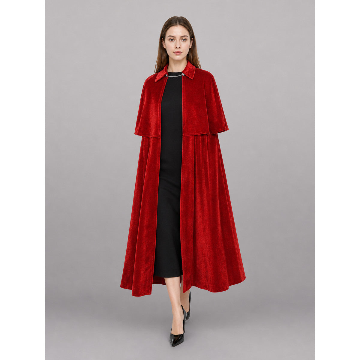 Red vampire costume cape for cosplay front view