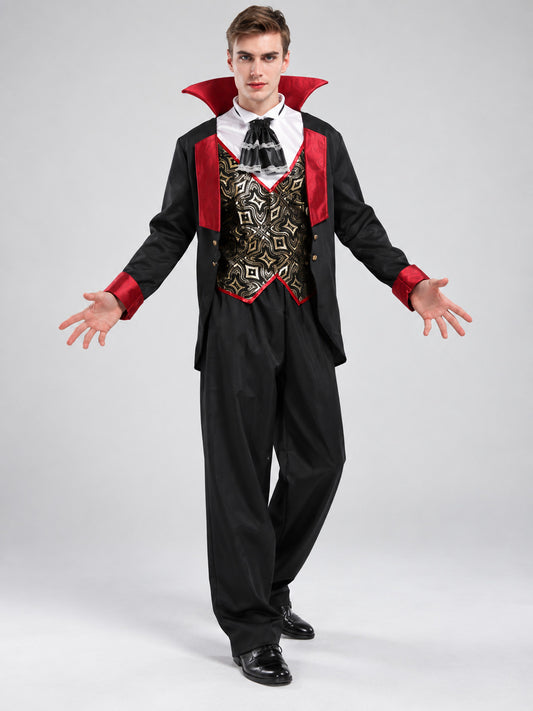 Black Vampire Costume with Red Trim
