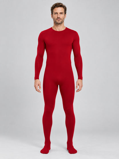 Red form-fitting jumpsuit made of milk silk