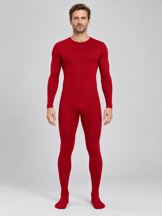 Red form-fitting jumpsuit made of milk silk