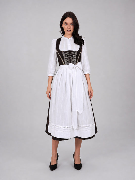 Historical Dress Costume for Cosplay, Black and White front view