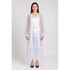 Long White Zombie Costume with Transparent Cape
