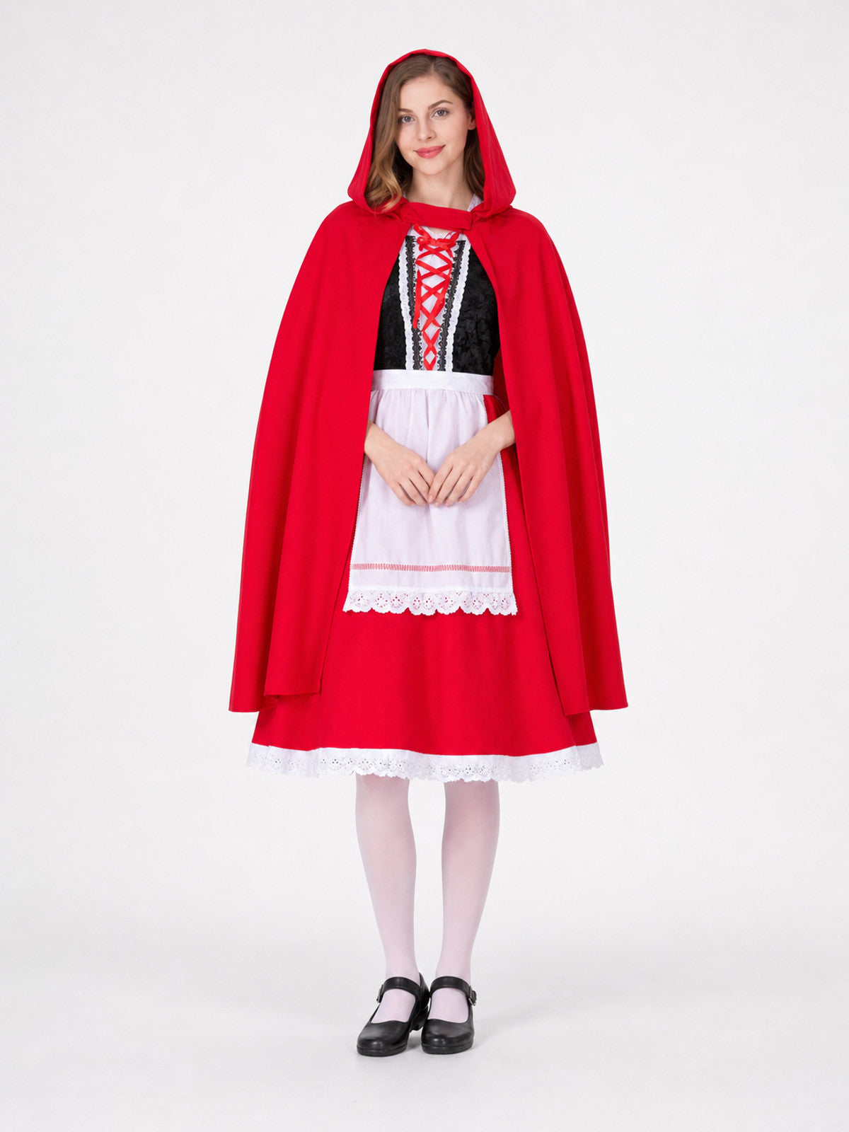 Little Red Riding Hood Costume with Cape on-model view