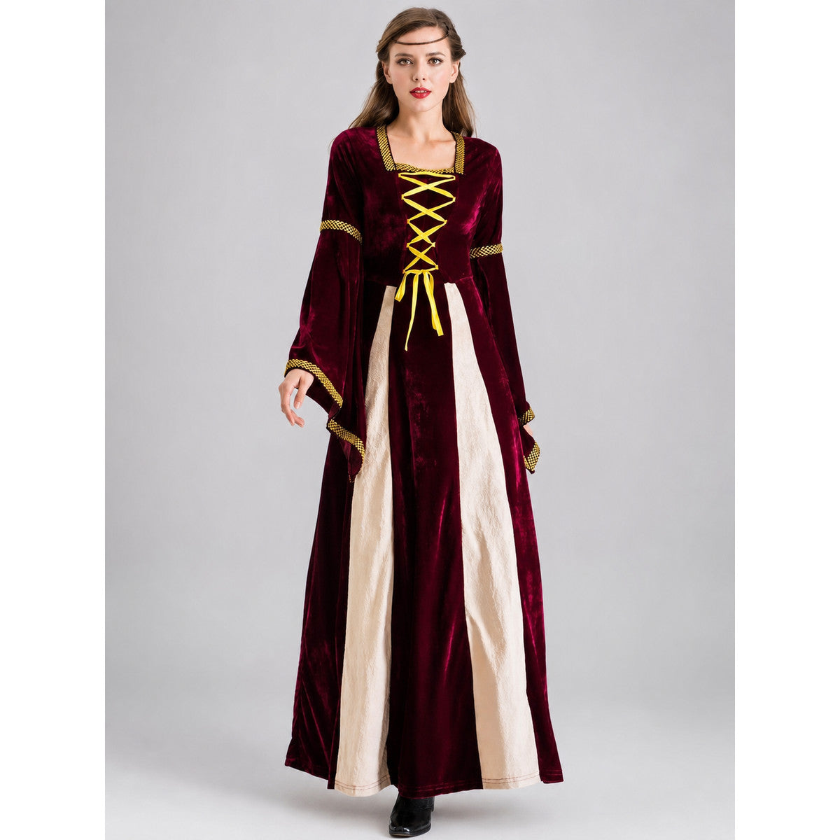 Palace-Style Cosplay Dress with Lace-Up Detail