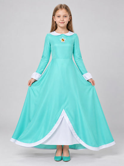 Turquoise Carnival Dress with Star Brooch on-model view