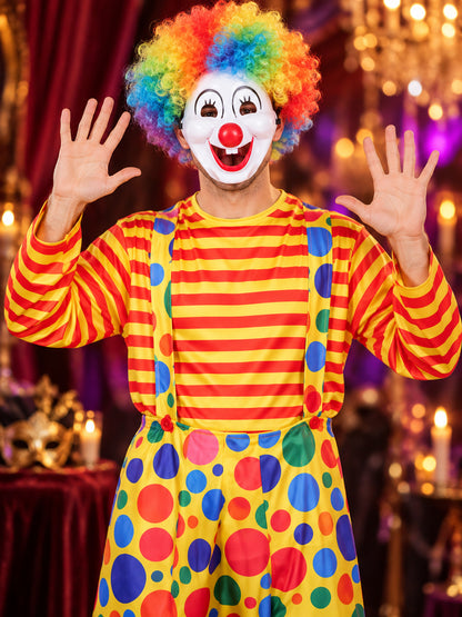 Adult Clown Costume Made of Polyester with Wig and Mask