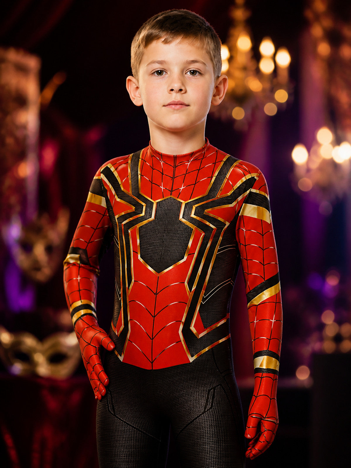 Steel Spider Full-Body Character Costume Jumpsuit With Long Sleeves And Legs on-model view