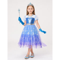 Elsa Snowflake Carnival Costume for Girls for Halloween and Cosplay