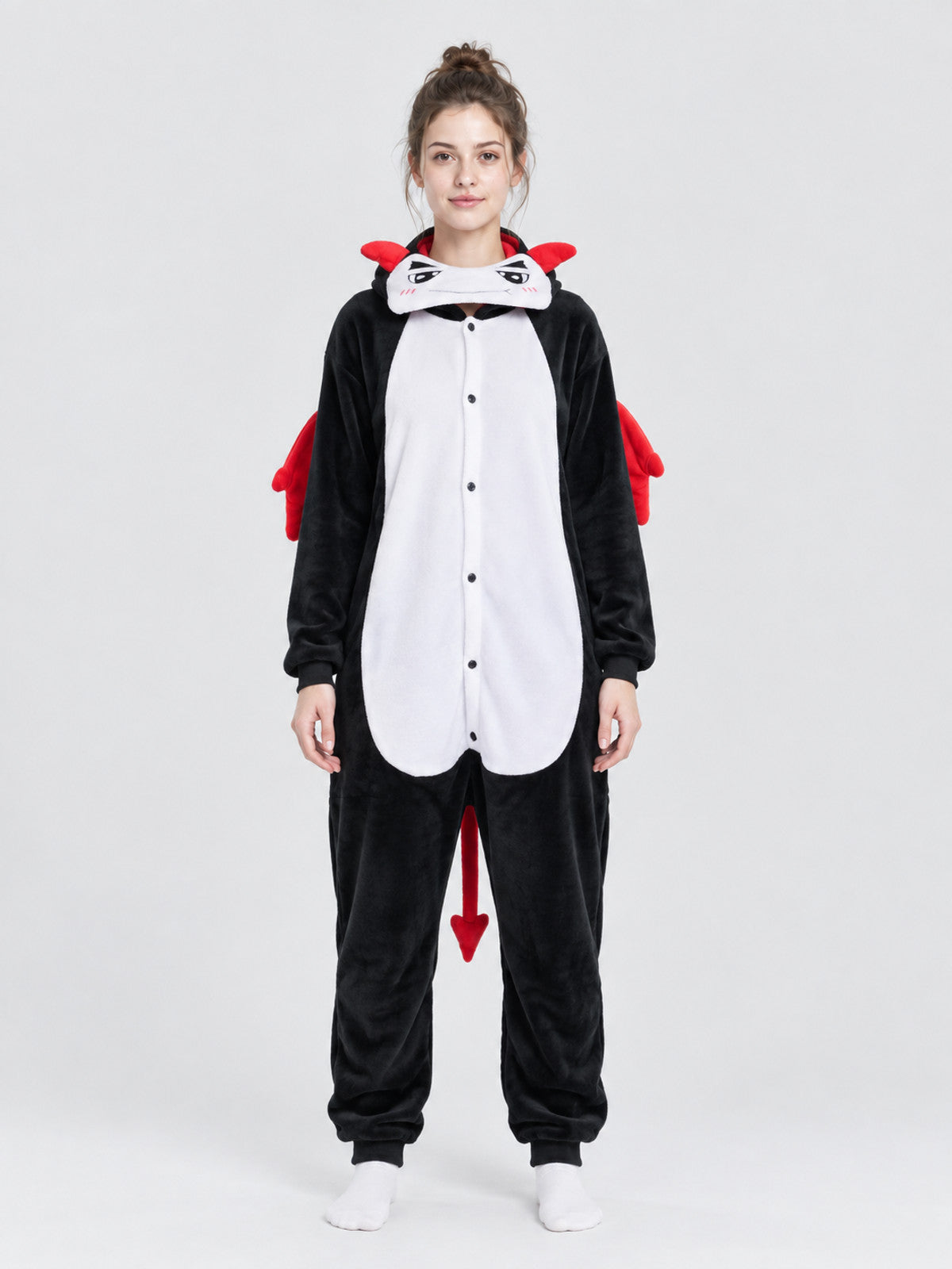 Hooded Pajama Jumpsuit with Red Wings
