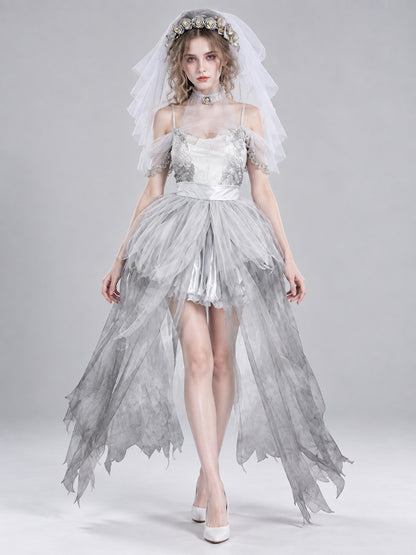 Halloween Bride Costume with Veil and Wreath