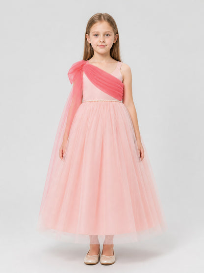 Asymmetrical One-Shoulder Princess Dress for Girls’ Special Occasions on-model view