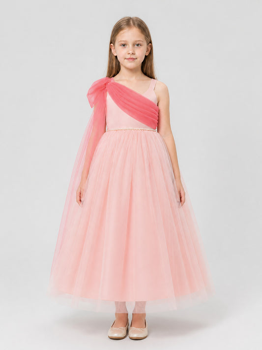 Asymmetrical One-Shoulder Princess Dress for Girls’ Special Occasions on-model view